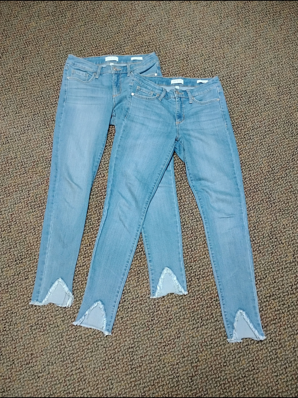 sofia by sofia vergara Light Blue Cropped Skinny Jeans with Frayed Chevron Hem.